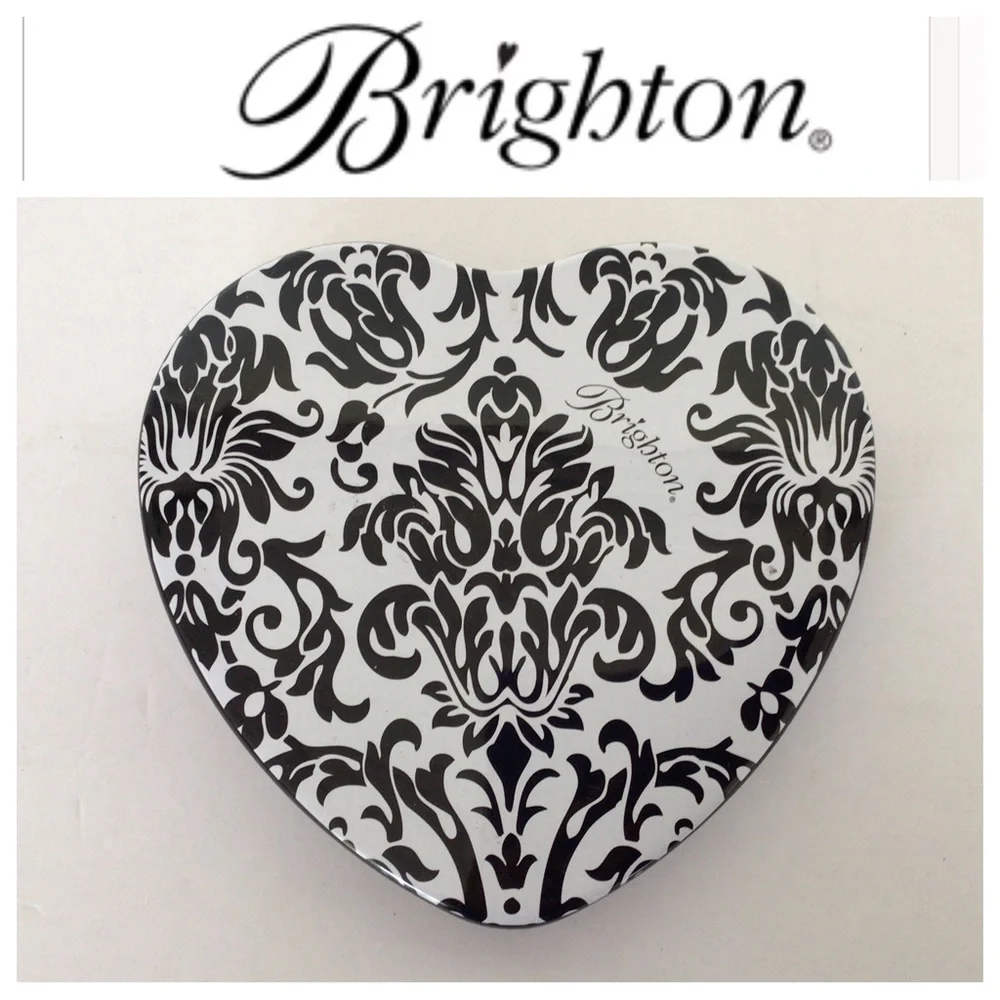 BRIGHTON LARGE BLACK WHITE JEWELRY TIN LARGE SIZE